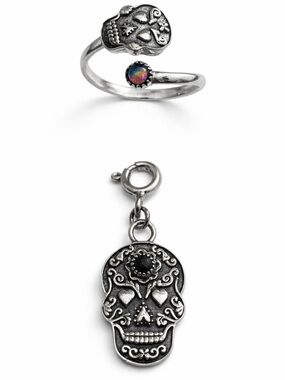 Krush Kandy Sterling Silver 925 Halloween theme Ring and Pendant charm Skull